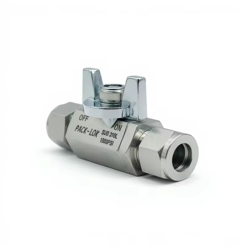 Factory Direct Sales SS316 1/4 Hex Ball Valve with Butterfly Handle for Instrumentation & Automation Control, Water & Air