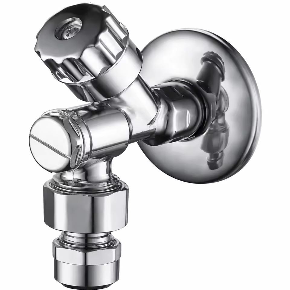 Screw Brass Ball Angle Valve with Rosette European Standard Shut-Off Valve for Plumbing, CE Certified