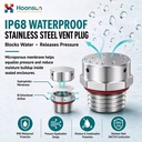 Stainless Steel Breather Vent Plug SS304 IP68 M12 Waterproof Pressure Equalization Air Valve for Electrical Enclosures Cabinets