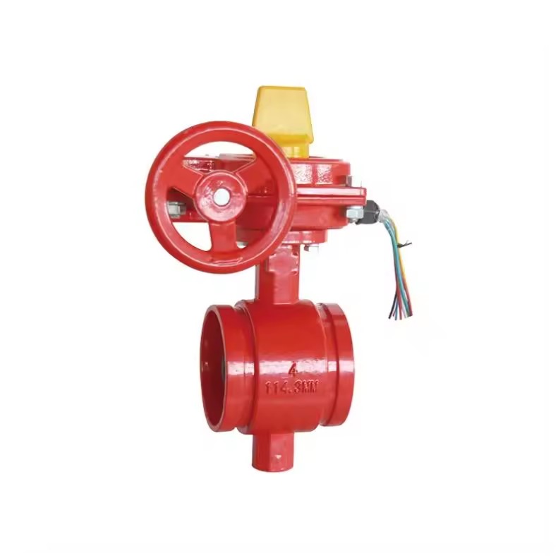 YINUO Factory FLUID TECH High Temperature Grooved Signal Butterfly Valve EN1902-2 PN10/16 FM Approved 3-Year Warranty for