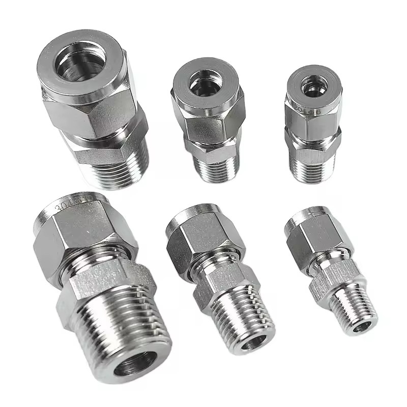 Stainless Steel 316 Double Ferrules NPT Tube Fitting High Pressure Straight Adapter Connector with Compression
