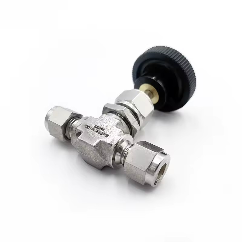 Stainless Steel 6000 Psi Instrumentation Straight Ferrule Compression Integral Bonnet Needle Valve OD 1/2