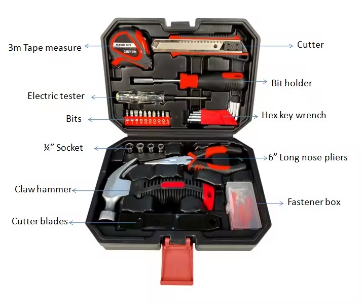 66pcs Hot Repair Tool Kit Portable Basic Hand Tool Kit Home Repair Tool with Storage case