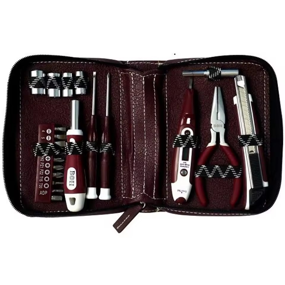 22pcs Mini Hand Repair Gift with Leather Bag Tool Kit Tool Set