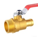 Professional Forged Brass Ball Valve With External Thread And Ribbed Hose Connector Red Handle For Industrial Pipeline Setup