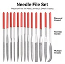 10Pcs Titanium Plated Alloy Steel Triangular Flat Files, DIY Metal Polishing Edging Tools | Diamond File Set