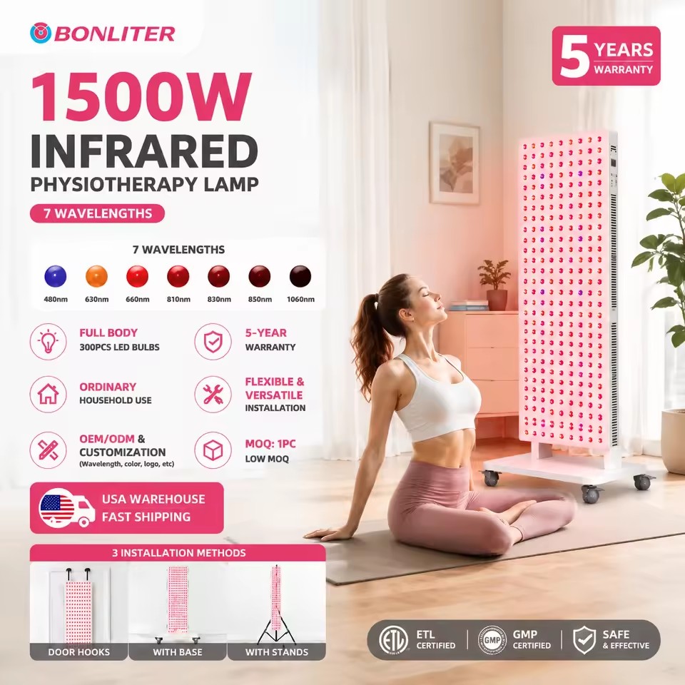 US Warehouse Stock Available Red Light Therapy Panel 7 Wavelengths 480nm 630nm 660nm 810nm 830nm 850nm 1060nm Red LED Therapy
