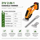 3.6V 7.4V 21V Cordless Hedge Trimmer Lightweight Rechargeable Handheld Lawn Edger Portable Yard Maintenance DIY Garden