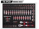 SKY HAMMER 78PCS Deep Socket Ratchet Handle Wrench Tool Set OEM for Auto Repair Tool Cabinet Troelly Tray with 3-Year Warranty