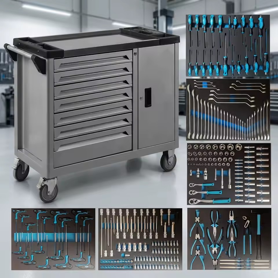 2023 New Design Customized Garage Workshop 7 Drawers Metal Rolling Tool Cabinet/Trolley/Cart
