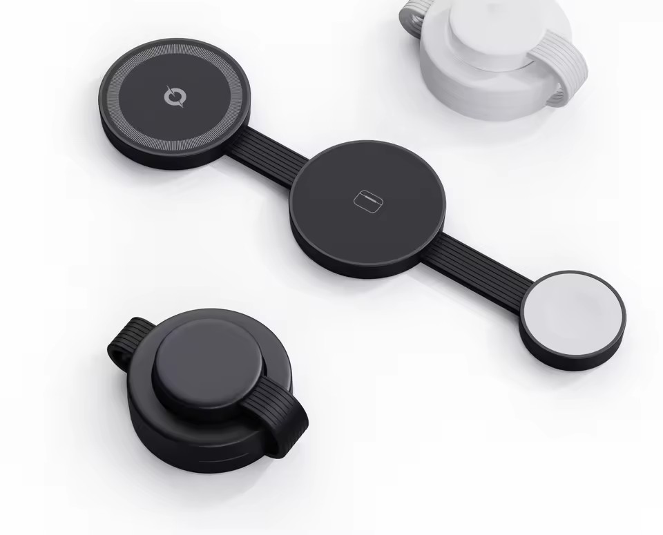 Durable 15W PD Mini Magnetic Wireless Charger with Type-C Port Foldable 3 1 Wireless Charging Station Multi-Devices for 12-17