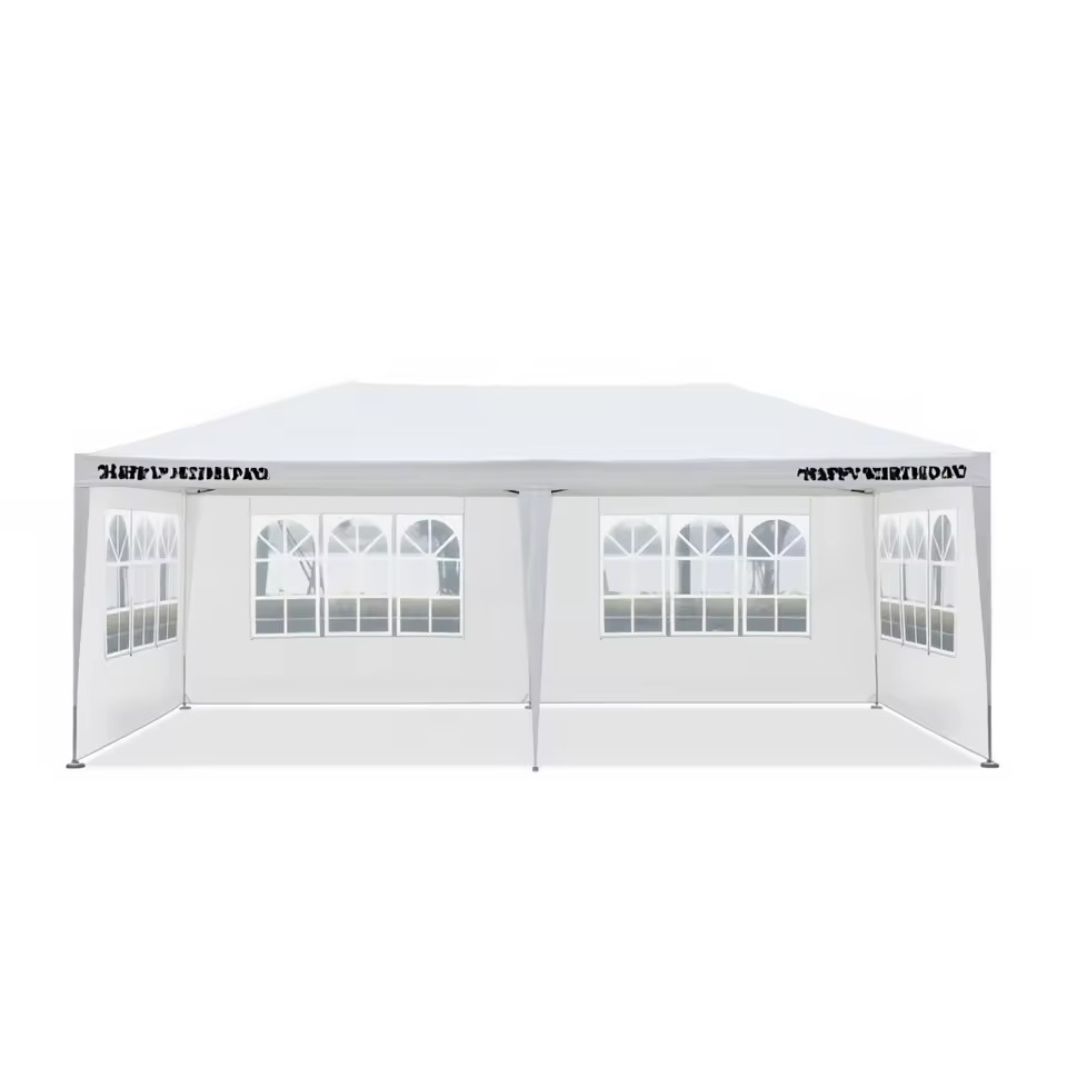 10X20 Outdoor Wedding Party Tent 4 Removable Sidewalls Polyester Waterproof Canopy White Gazebo Aluminum Frame Quick-Opening