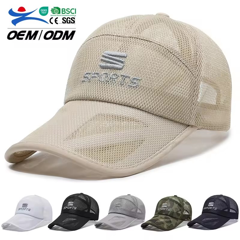 Wholesale Summer Sun Protection Breathable Mesh 6 Panel Unisex Baseball Cap Sports Caps Sun Hat for Women Men