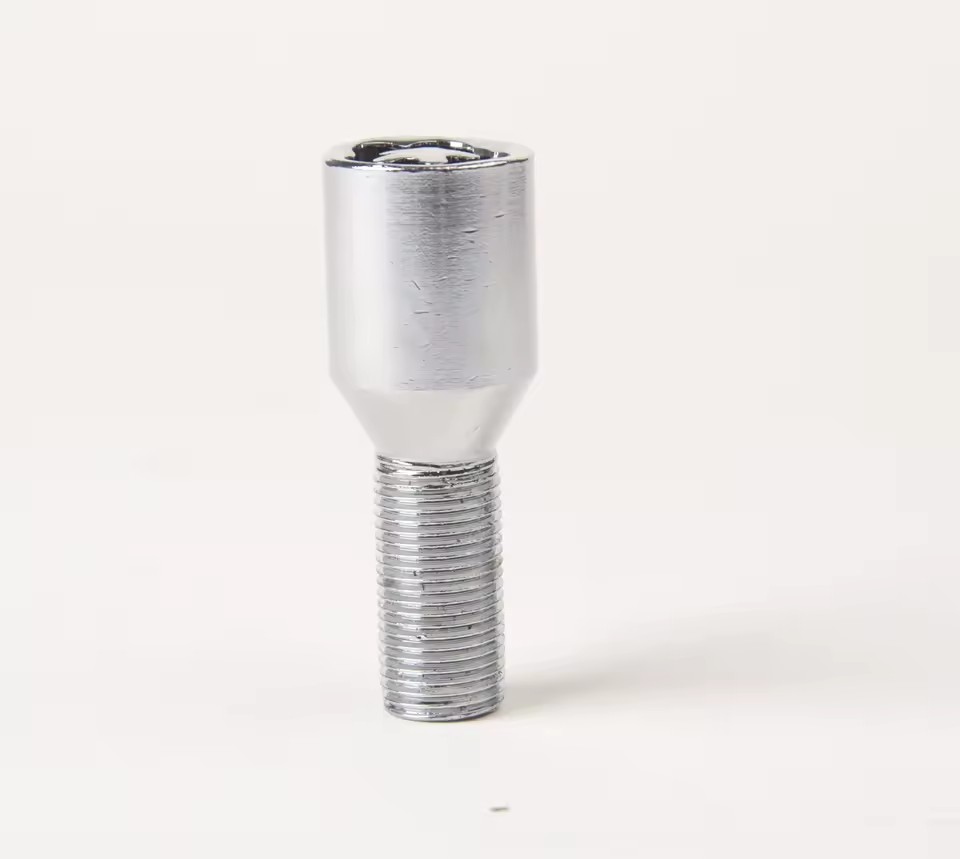 Quick-Install Locking Wheel Bolt Conical Seat Lug Bolt Black Oxide Chrome Finish Security Bolt