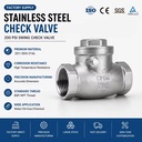 CF8M 304 316L Stainless Steel Swing Check Valve Threaded 200 PSI for Water Oil Gas