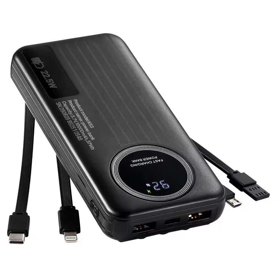 Portable Plastic Power Bank 10000mAh Fast Charging Micro B Input Smart LED Display for