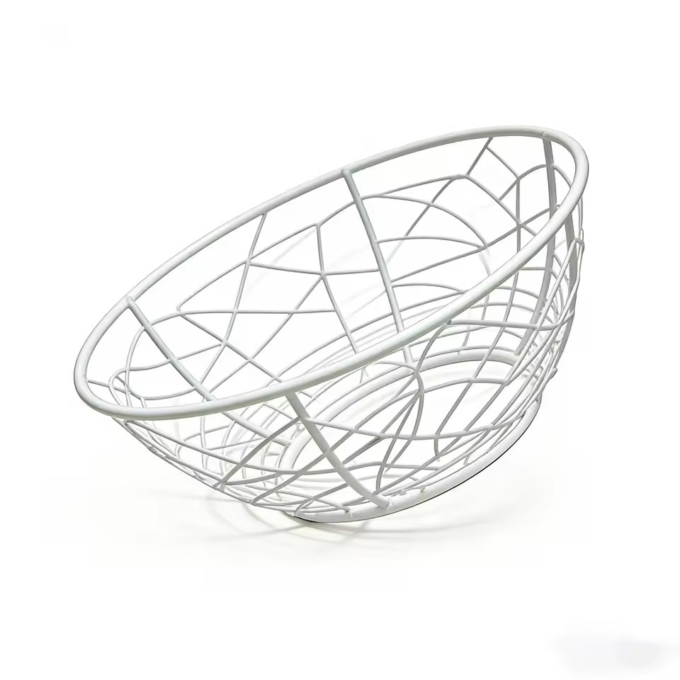 Luxury European Style Wire Fruit Basket Decorative Snack Storage Basket for Kitchen Counter Dining Table and Living Room storage rack
