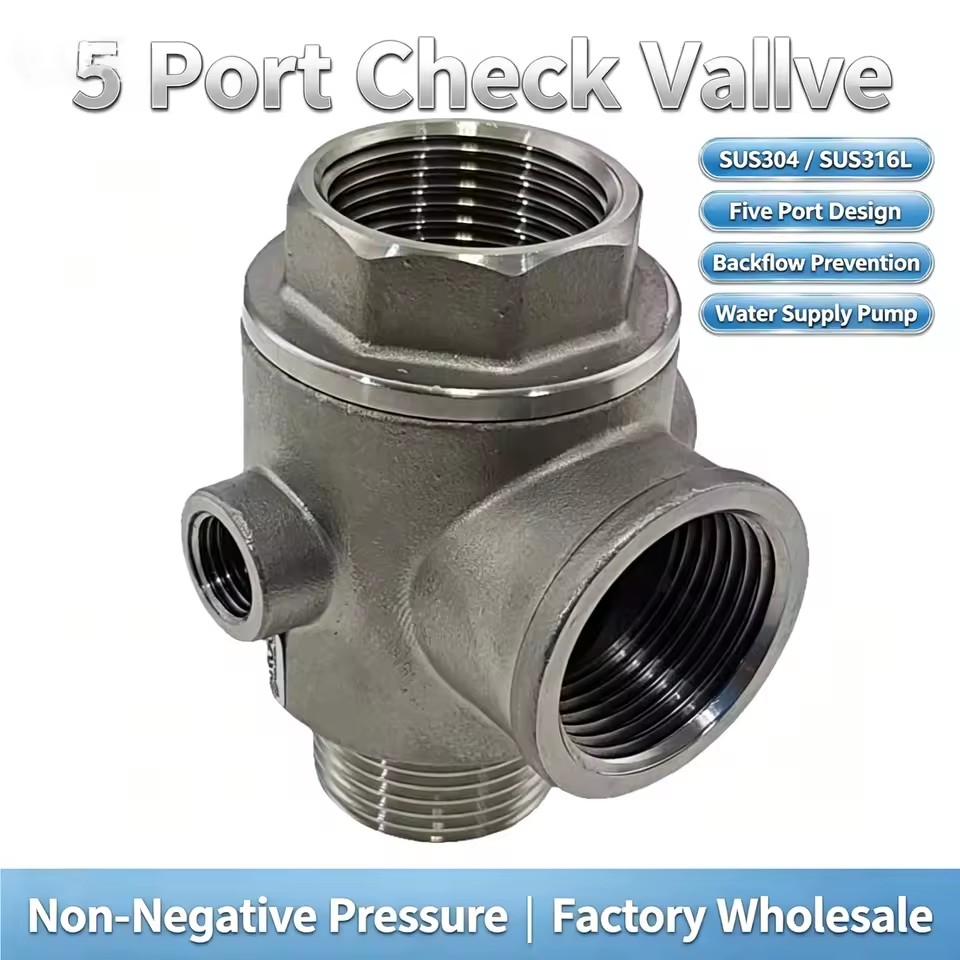 Five Ways Check Valve NPT BSP Stainless Steel 304 Pump No negative pressure