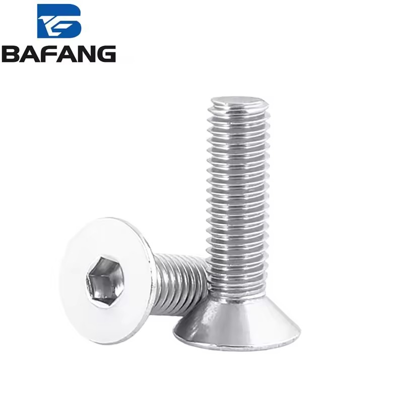 M2M3 Metric Titanium Alloy Flat Head Hex Bolts M4 Countersunk Machine Screws Corrosion-Resistant Chrome-Plated