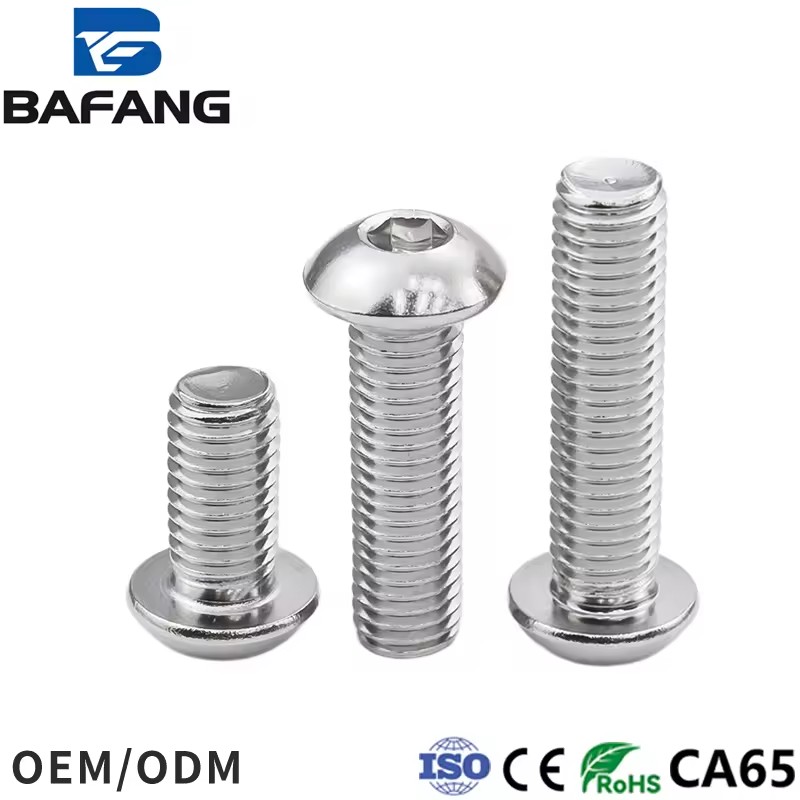 M6 M8 304 Stainless Steel Pan Head Hex Socket Screws Metric System ISO7380 Bolts Grade A2-70 Plain Finish BF Brand