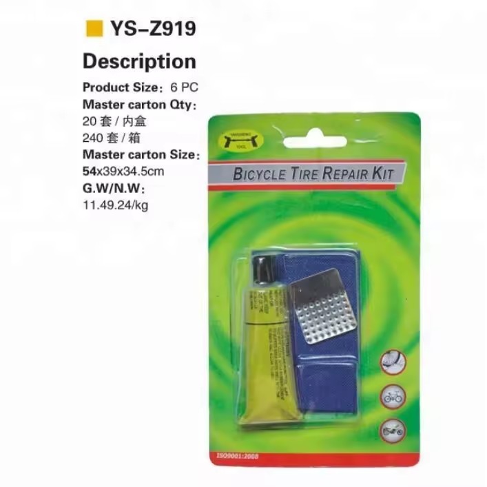 6PC Bicycle Tire Repair Kit with Hand Tool Tire Repair Patches for Inner Tube