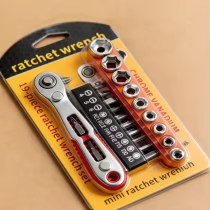 Ratchet Screwdriver Reverse Function 90-Degree Right-Angle Bent Head Multi-Functional Wrench Short Phillips Flathead Bit Set