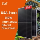 550W Dual Glass Monocrystalline PV Module Solar Panel with Half-Cut Design Tier 1 Manufacturer Warehouse