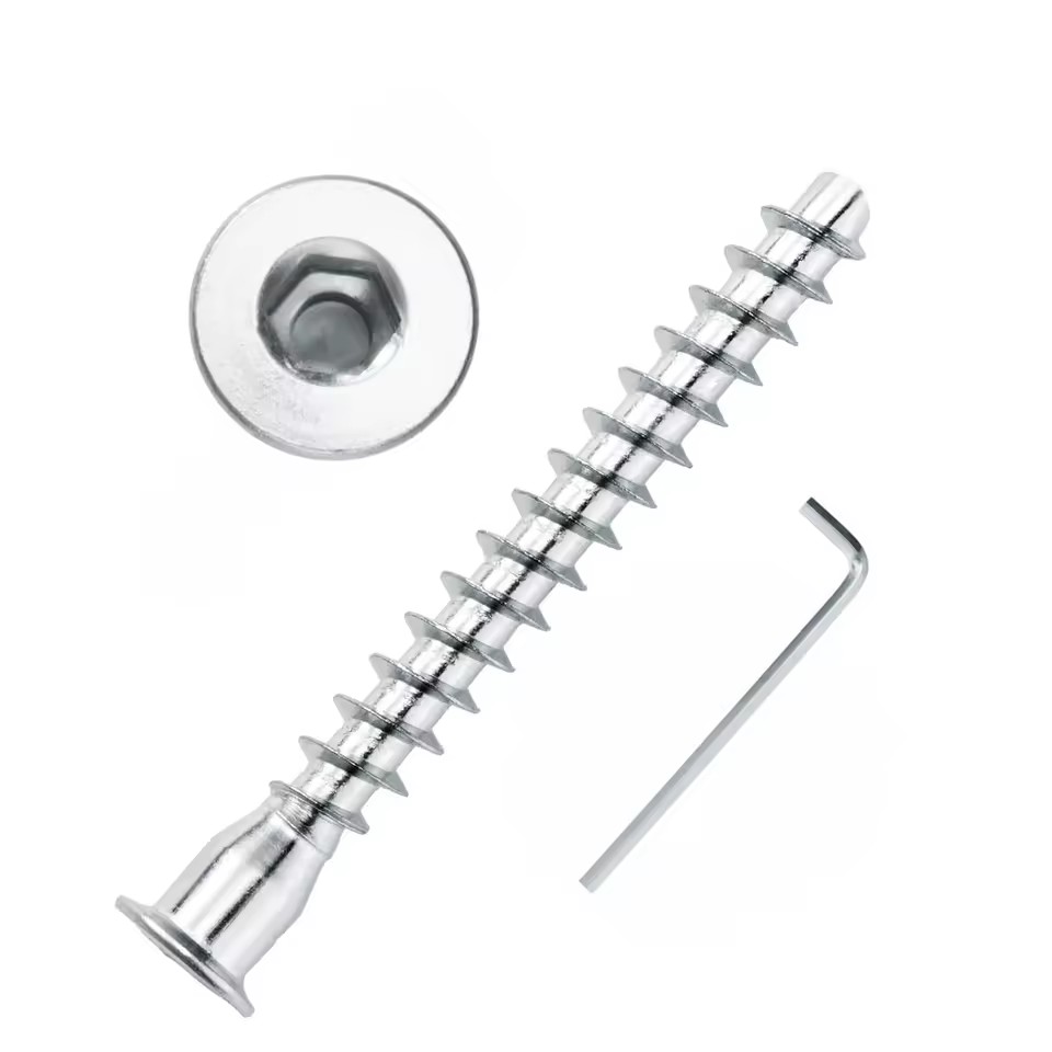 Carbon Steel Metric Hex Socket Drive DIY Grade Confirmat Screws Zinc Plated Countersunk Furniture Connecting Self-Tapping Screw