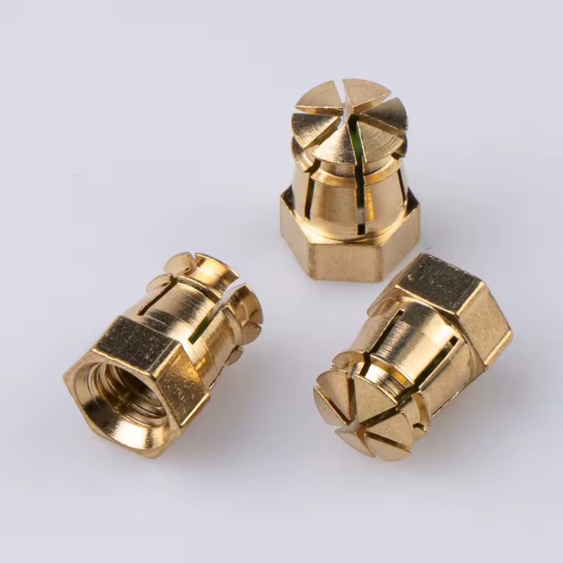 Custom M6x12mm Brass Hex Head Passivated Nuts Expansion Pre-embedded Insert Nut