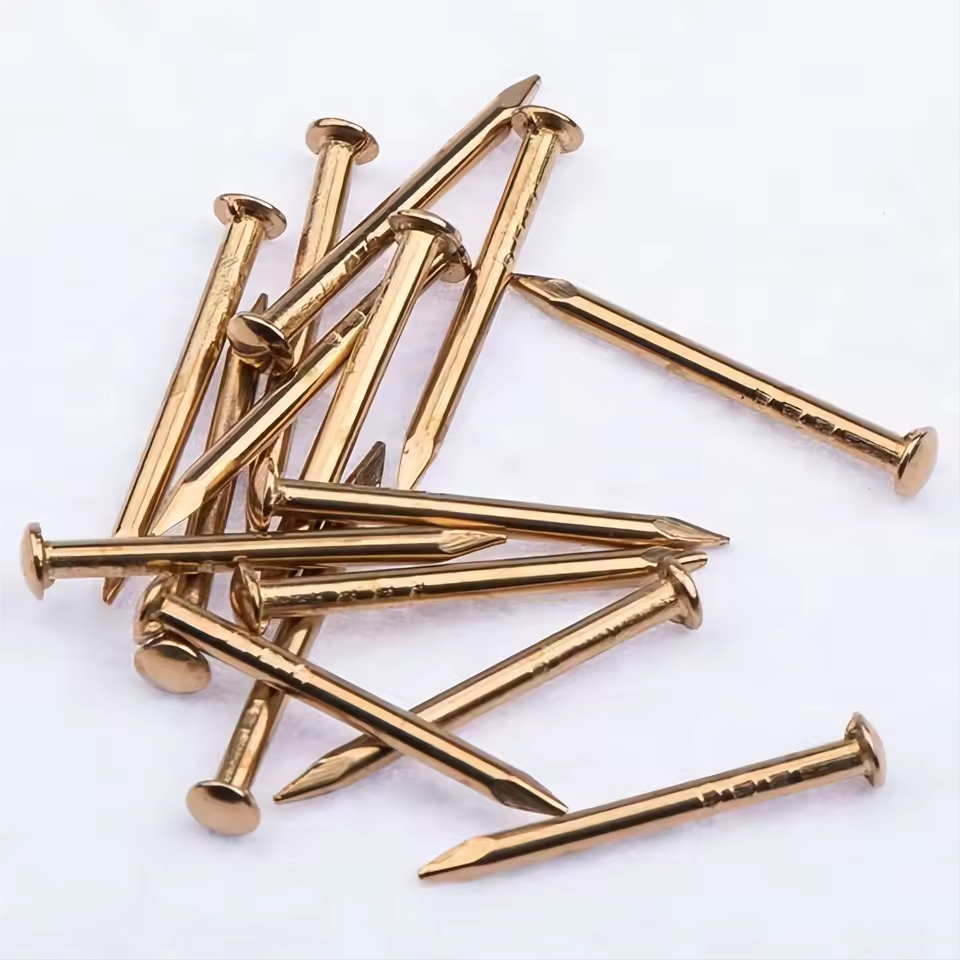Factory Wholesale 1.5*18mm Smooth Shank Sharp Point Round Head Brass Furniture Nails Common Nail OEM/ODM Custom Service