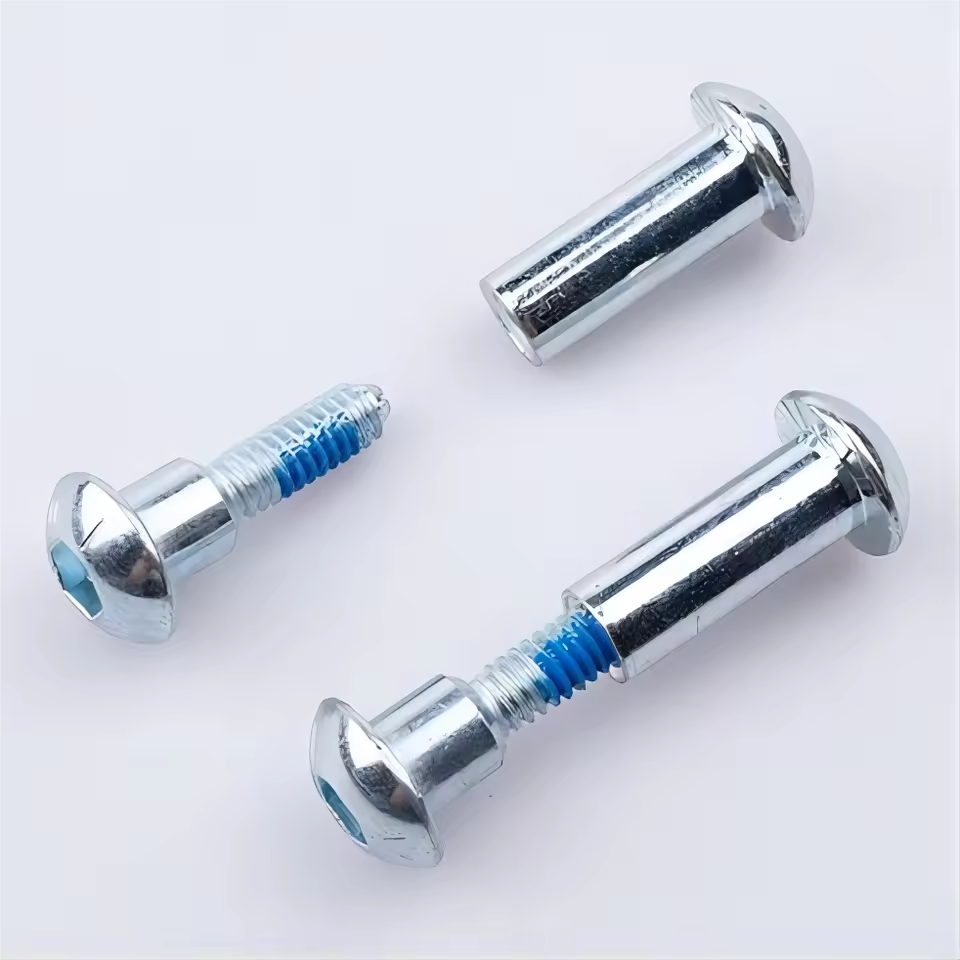 1/4 Inch Zinc Plated Carbon Steel Button Head Threaded Chicago Screw Binding Post Male and Female Screw