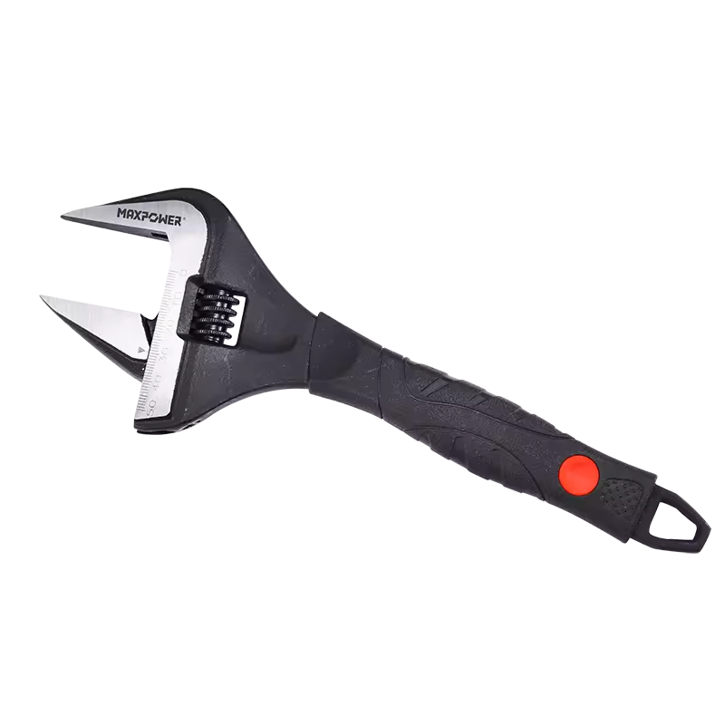 Black Extra Wide Opening Tapered Jaws Adjustable Wrench with Shorter Handle for Maximum Access Monkey Wrench
