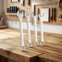 Custom Industrial Grade Carbon Steel Ring Spanner Set Combination Ratchet Wrench 1000lb-in Max Torque Boxed OEM