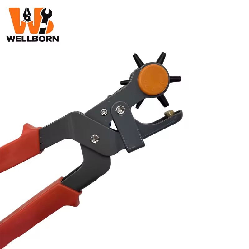 Leather Punch Pliers- 6 Size Rotary Hole Punch Tool for Belt, Heavy Duty Metal Punch with Soft Grip Handle, 2-4.5mm