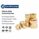 M2 M2.5 M3 Injection Molded Female Brass Knurled Insert Metal Threaded Brass Inserts Nuts for Plastic