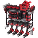 Power Tool Organizer Tool Storage Wall Mount Rack Garage Organization Shelf Rack Cordless Drill Holder Detachable Design Metal
