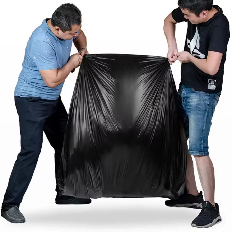 44-45 Gallon Heavy Duty Trash Garbage Bags Large Black 1.5 Mil Can Liner Customized Size Color 150 Bags Counts