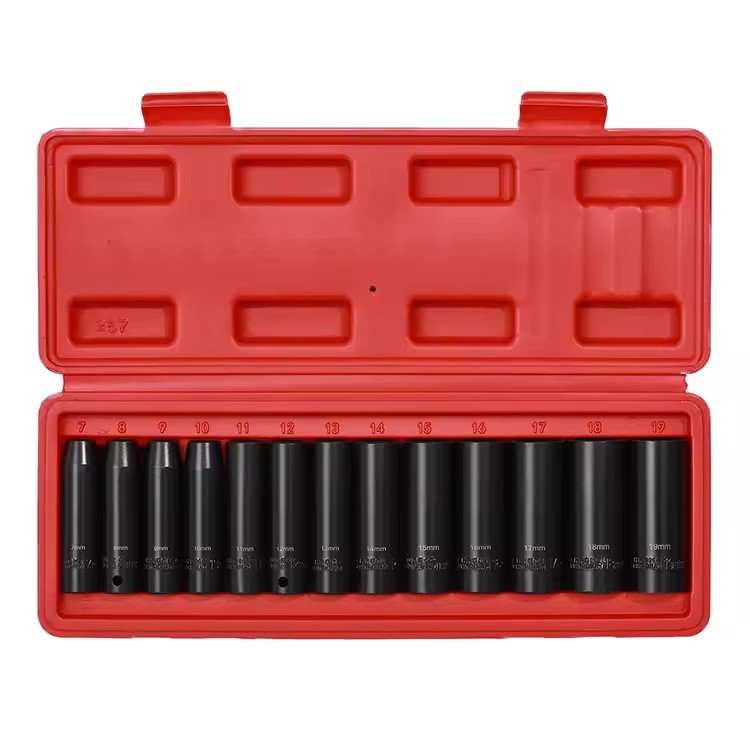 Ful Socket Sets Screw 13pcs 38Drive Deep Impact Sockef Sef(Metric) Insulated Socket Set