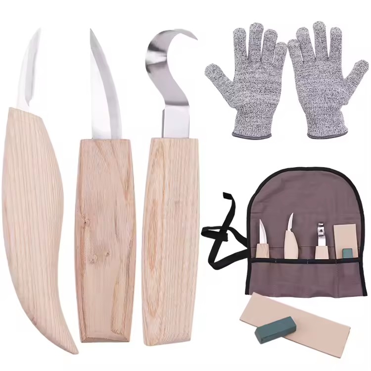 High Quality DIY Wood Carving Knife Chisel Set Kit Stainless Material with Gloves 's Best Supplier-OEM Customized Support