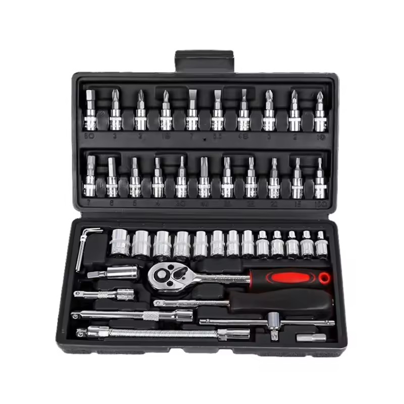 46pcs Car Repair Spanner Tool Box Universal Hardware Hand Tools Ratchet Wrench Socket Sets