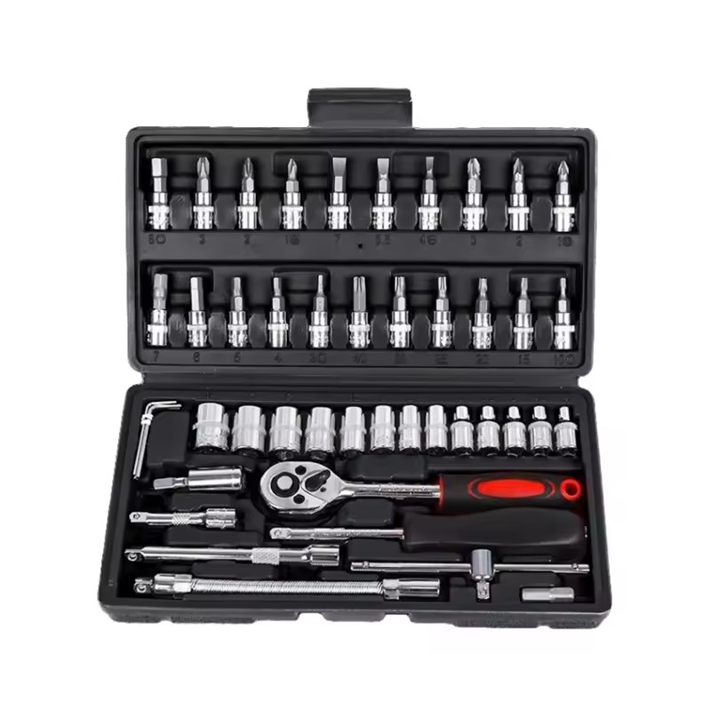 46pcs Car Repair Spanner Tool Box Universal Hardware Hand Tools Ratchet Wrench Socket Sets