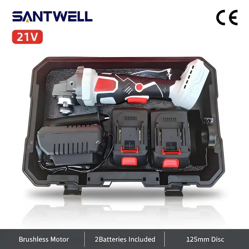 Industrial Professional 21V 125mm Rechargeable Handheld Cordless Brushless Angle Grinder Kit for Grinding Surface Conditioning