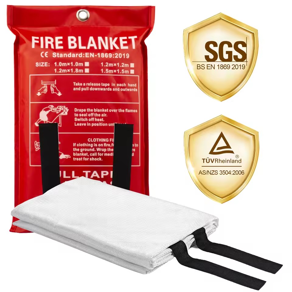 Direct 1M X 1M CE EN 1869:2019 Certified 550C Fire Resistant 0.43mm Thick 430g/m Silicone Coated Fiberglass Blanket Free