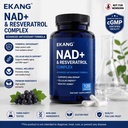 US cGMP Factory NAD+ & Trans-Resveratrol Capsules OEM cGMP Cellular Energy Antioxidant Supplement 120 Count