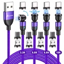 Magnetic Charging Cable 3 in 1 USB Cable 540 Degree Rotating Fast Charging Cable with Type C Alloy Magnetic Charger Wire