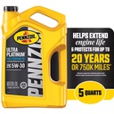 Pennzoil Ultra Platinum 5W-30 Full Synthetic SAE Certified Motor Oil Anti-Wear Automotive Lubricant 5 Quarts