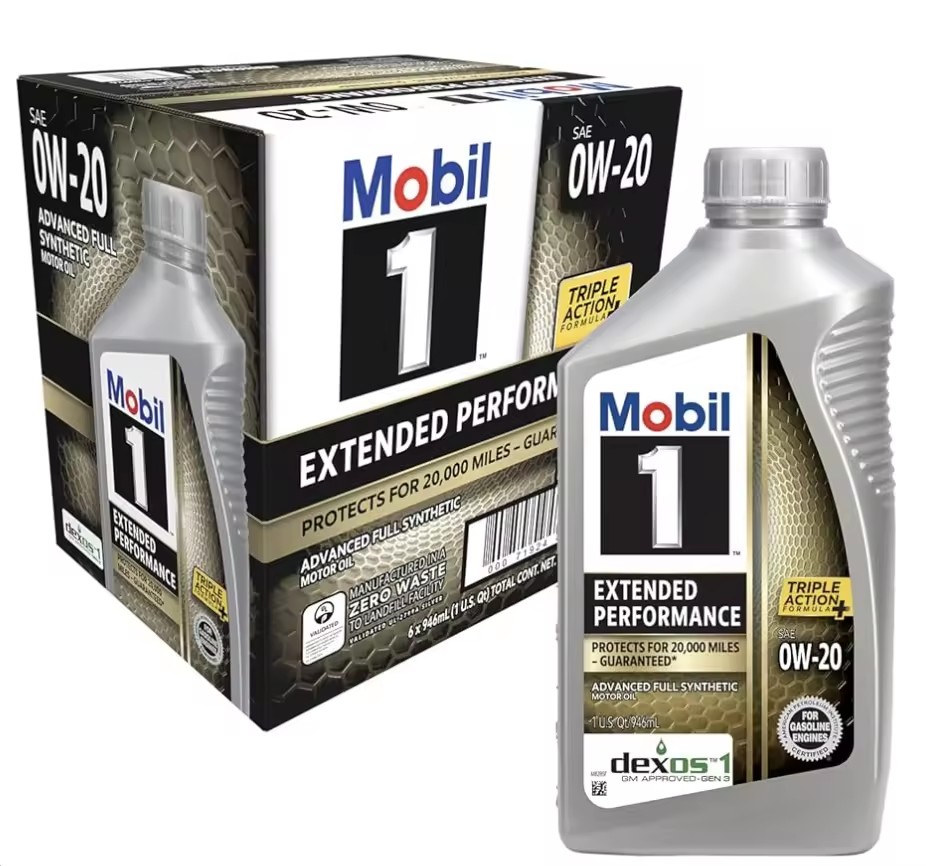 MOBIL 1 EP Automotive Engine Lubricant Base Oil SAE 0W-20 6 Pack 1 Quart US 120926
