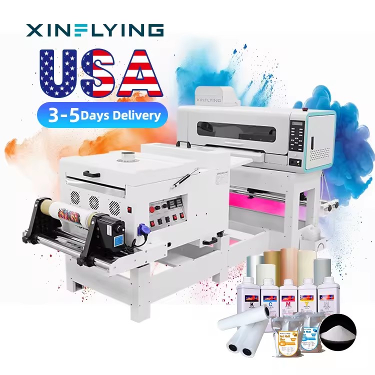 Warehouse 42CM DTF Printer with Dual I1600 Heads A2 DTF Machine 110V US Plug Come with Printing Software