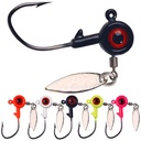 Wholesale JI201~205 1.75g 3.5g 5g 7g 10g 5pcs/bag Big Eyes Lead Jig Head Fishing Hooks with Rotating Spinner Spoon