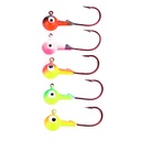 Wholesale JI006 7g 5pcs/bag Mixed Colors Fishing Hooks Big Eye Mini Lead Jig Heads
